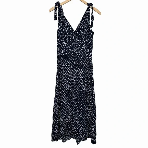 Diane Von Furstenberg Emma Crepe-Blend Midi Dress Size 8 Tie Shoulder Sleeveless - Picture 3 of 11